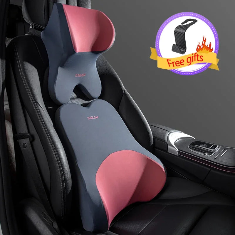 3D Memory Foam Car Headrest & Lumbar Support Pillow