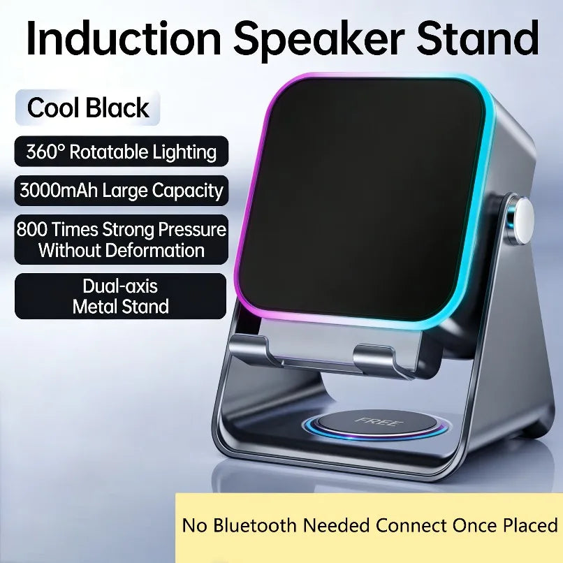 2-in-1 Phone Stand & Bluetooth Speaker with RGB Light