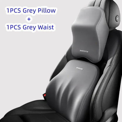 Memory Foam Car Lumbar & Neck Pillow – Universal Back Support Cushion