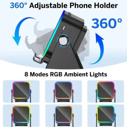 2-in-1 Phone Stand & Bluetooth Speaker with RGB Light