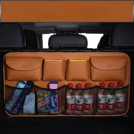 PU Leather Car Rear Seat Back Storage Bag High Quality Car Trunk Organizer Auto Stowing Tidying Interior Accessories Universal