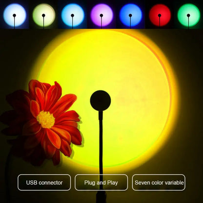 RGB Sunset Projection Night Light – USB LED Lamp for Home & Photography