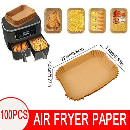 Air Fryer Disposable Paper Liners – Square & Round, Non-Stick Parchment (50–300 pcs)