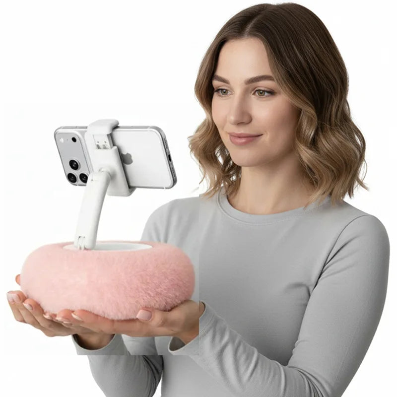 Plush Pillow Phone Stand – Foldable Lazy Holder for Car, Sofa & Bed