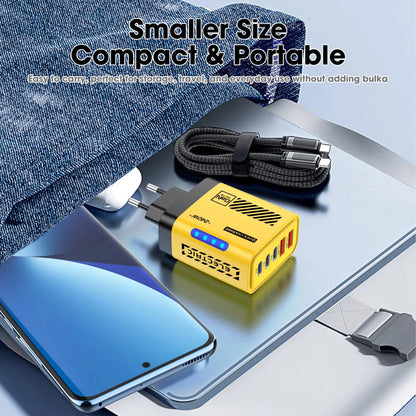 5 Port GaN USB C Charger 240W PD Fast Charger Phone Adapter Wall Charger For iPhone Samsung Xiaomi Huawei Fast Charging Plug