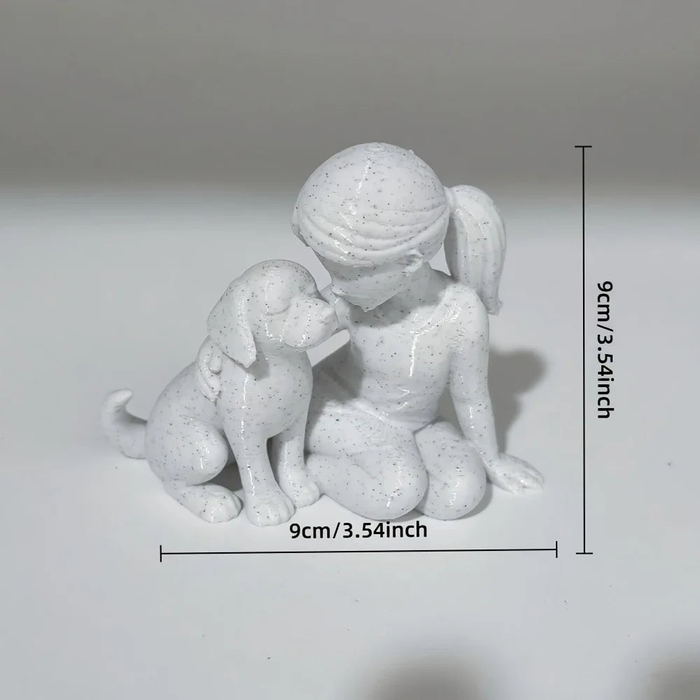 Girl and Puppy Sculpture – Cute Pet Lover Decorative Ornament