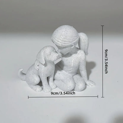 Girl and Puppy Sculpture – Cute Pet Lover Decorative Ornament