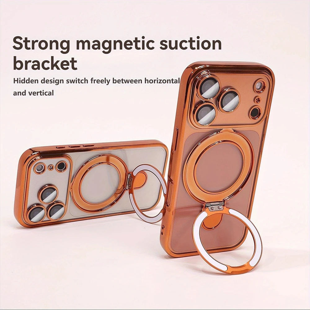Luxury Plating Magnetic Bracket Phone Case For iPhones