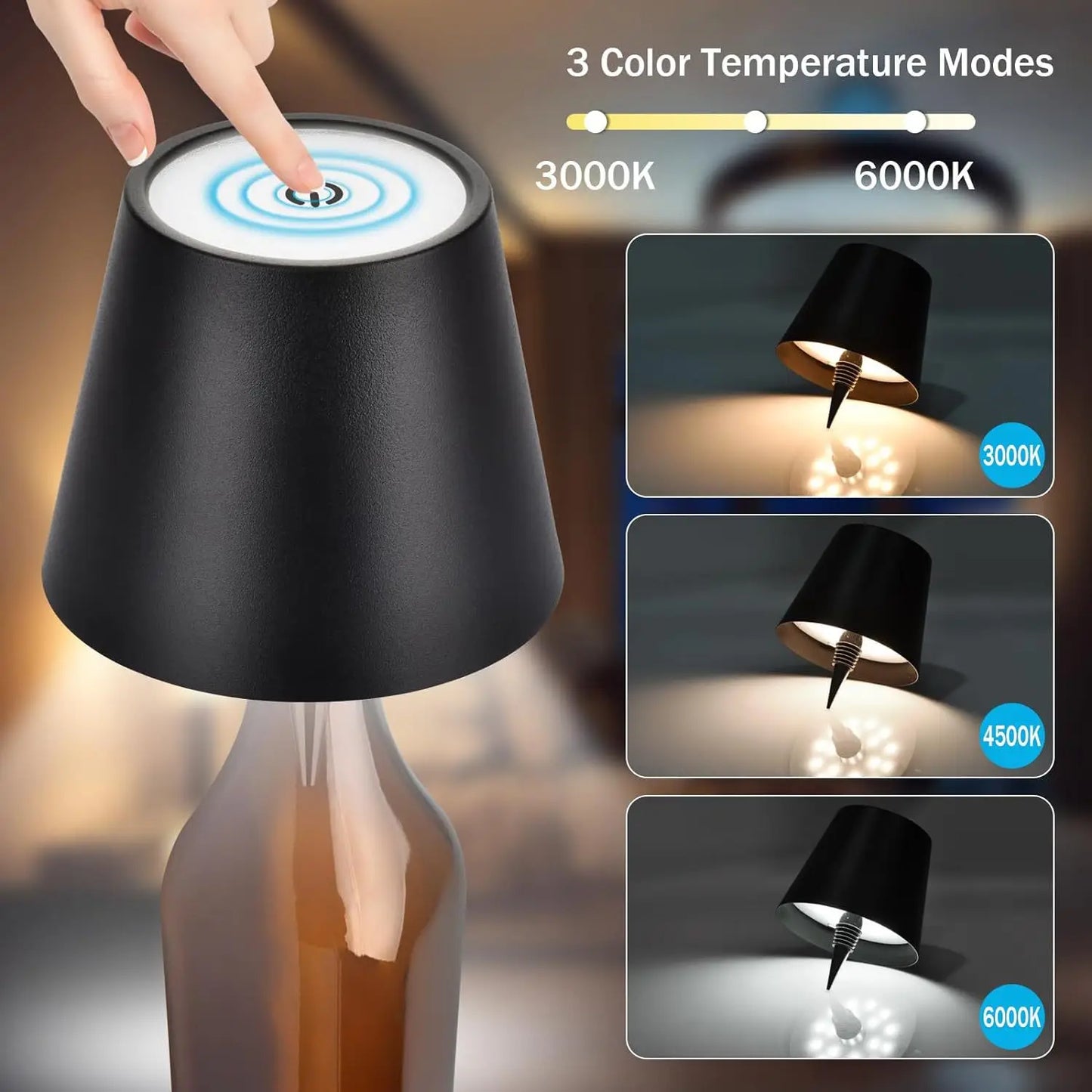 LED Wine Bottle Lamp – USB Rechargeable Ambient Table Light