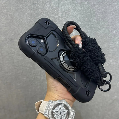 3 in 1 Ring Holder Heavy Duty Case for iPhone 16 17 15 14 13 12 11 Pro Max Plus Air Anti-knock Shockproof Lanyard Chain Cover