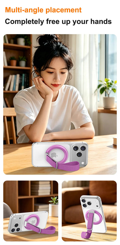 Magnetic Wrist Strap Phone Holder with 360° Ring Stand