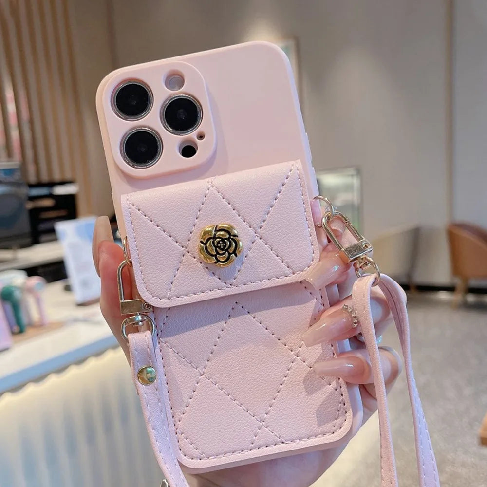 Xiaomi Redmi Crossbody Lanyard Wallet Case – Flower Card Holder Cover