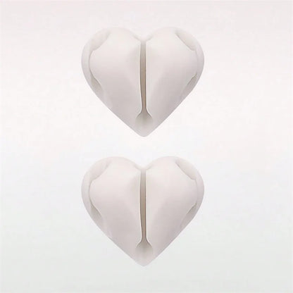 2pcs Heart-Shaped Mini Cable Winder Organizer USB Charging Cable Clips Desk Tidy Organiser Holder Protectors in Home Office Car
