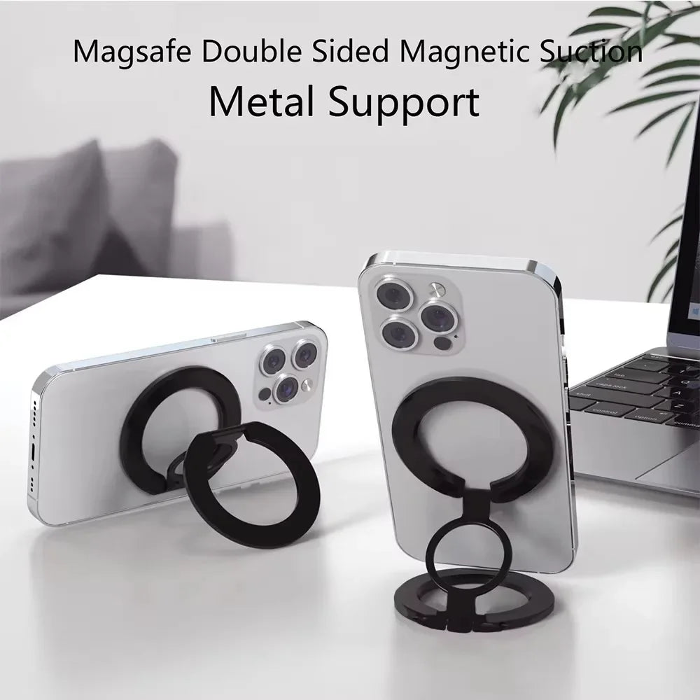 Foldable Magnetic Phone Stand – 360° MagSafe Holder for Desk & Car