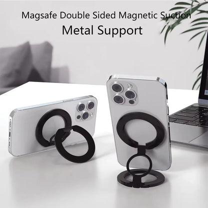Foldable Magnetic Phone Stand – 360° MagSafe Holder for Desk & Car