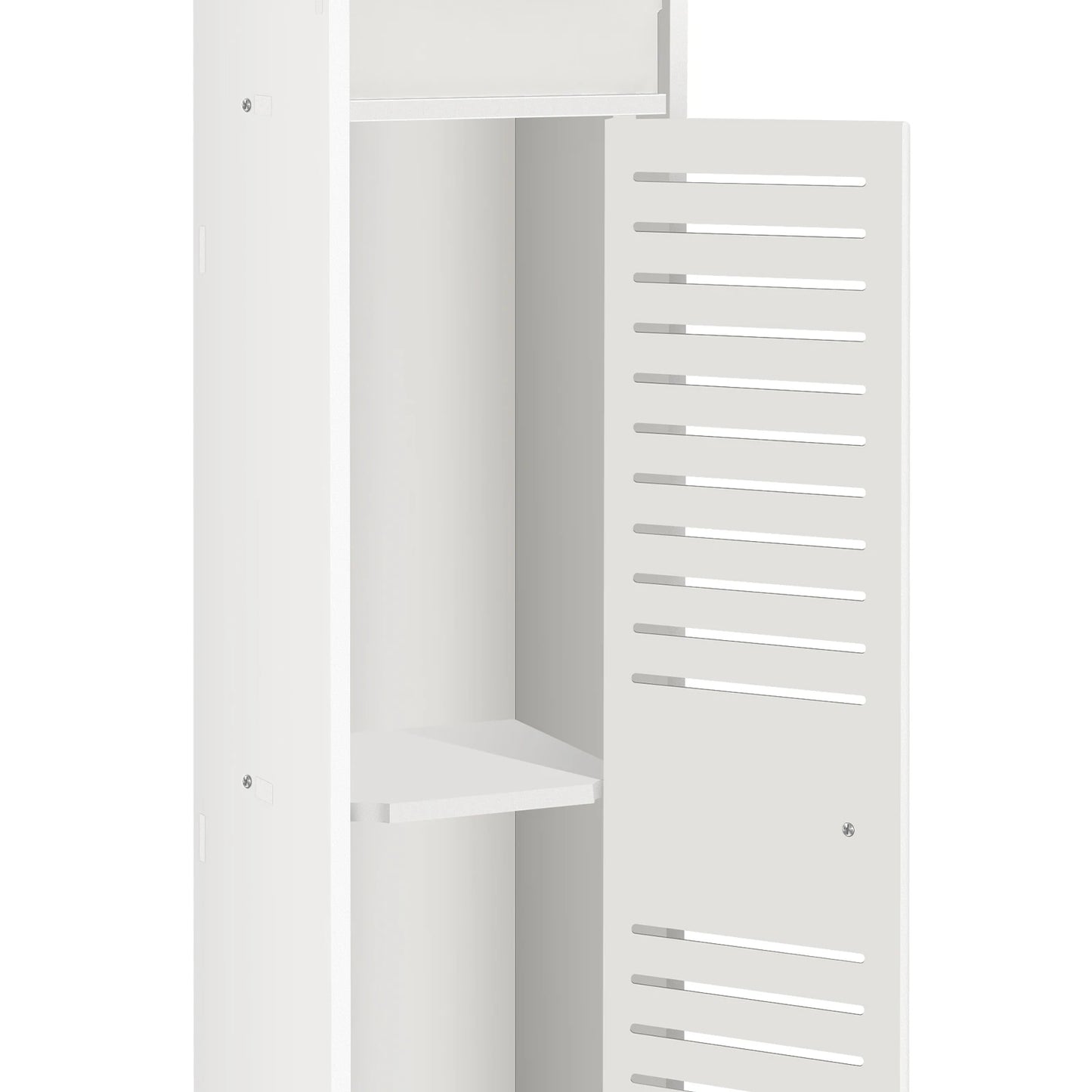 Bathroom Cabinet Unit with Door and Toilet Paper Holder, PVC Material, Slim, Floor Standing, Easy to Assemble, 80x15x17cm