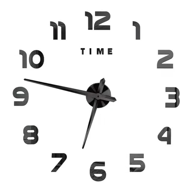 Large Roman Numeral Acrylic Mirror Wall Clock – DIY 3D Sticker