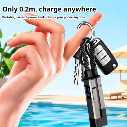 4-in-1 Keychain Charging Cable with LED Display – USB-C Fast Charge