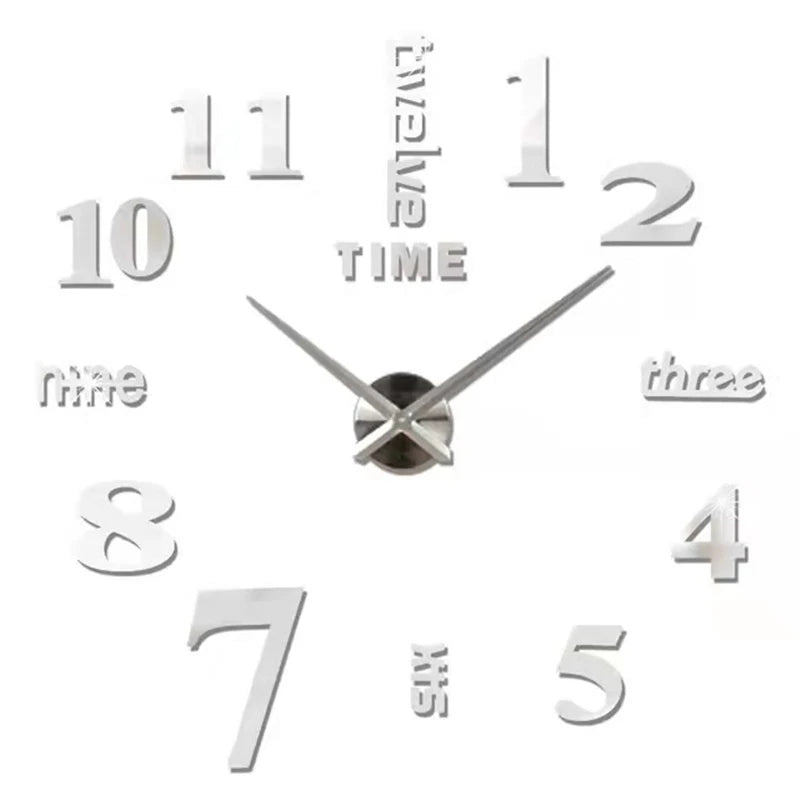 Large Roman Numeral Acrylic Mirror Wall Clock – DIY 3D Sticker