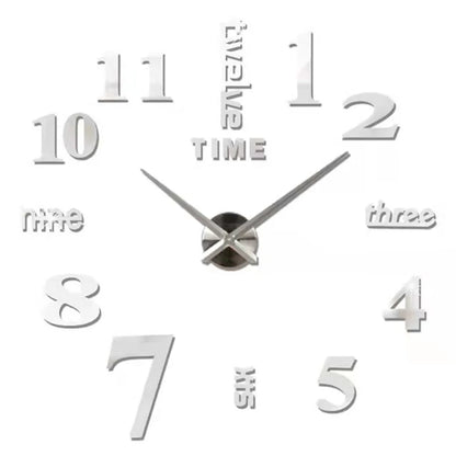 Large Roman Numeral Acrylic Mirror Wall Clock – DIY 3D Sticker