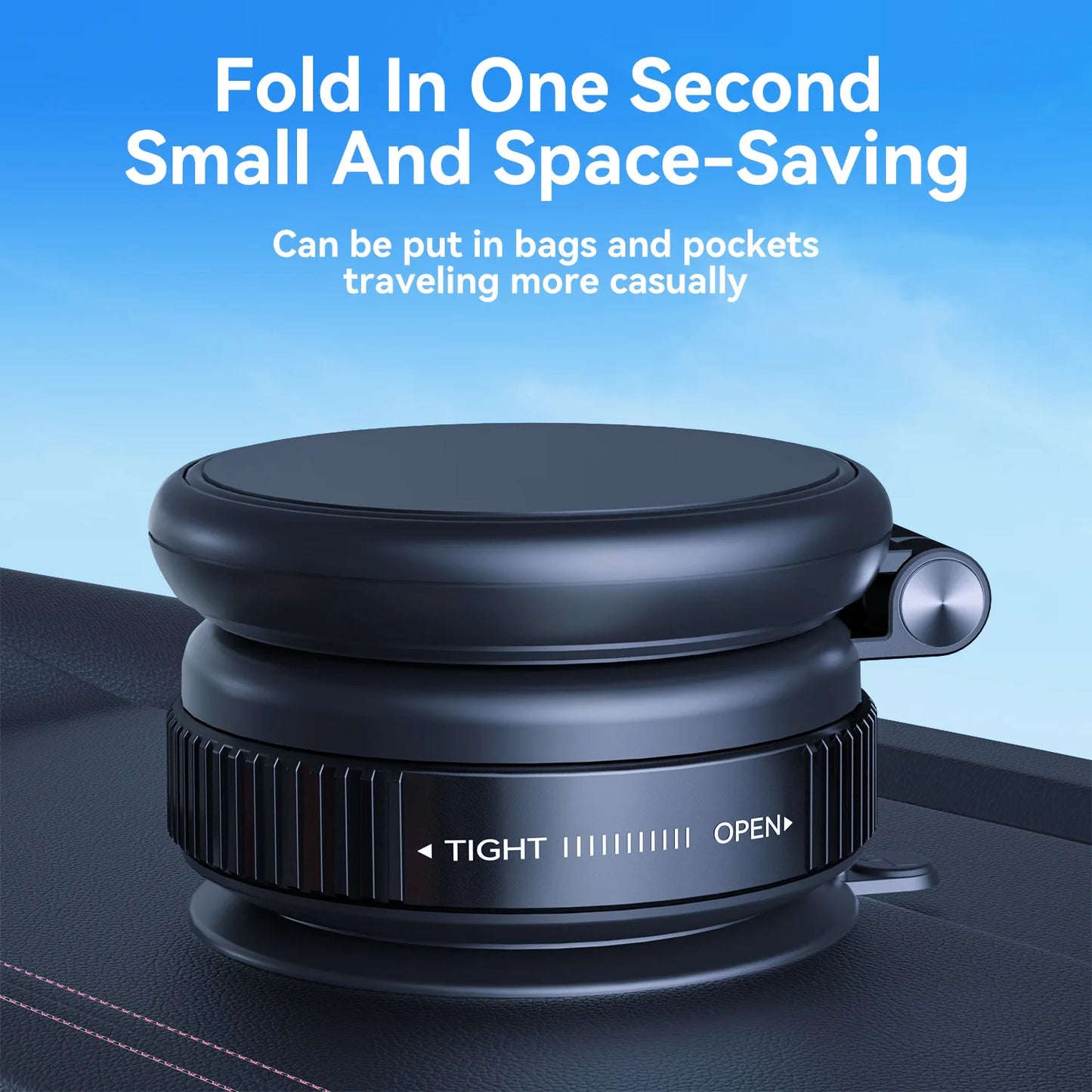 Magnetic Dashboard Phone Holder – Foldable & Extendable with Vacuum Suction