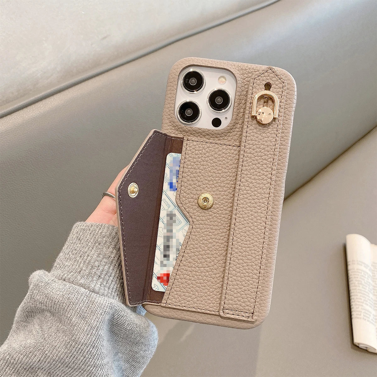 Wrist Strap Wallet Leather Case For iPhone 15 14 13 12 11 Pro Max Luxury Card Holder Protective Cover