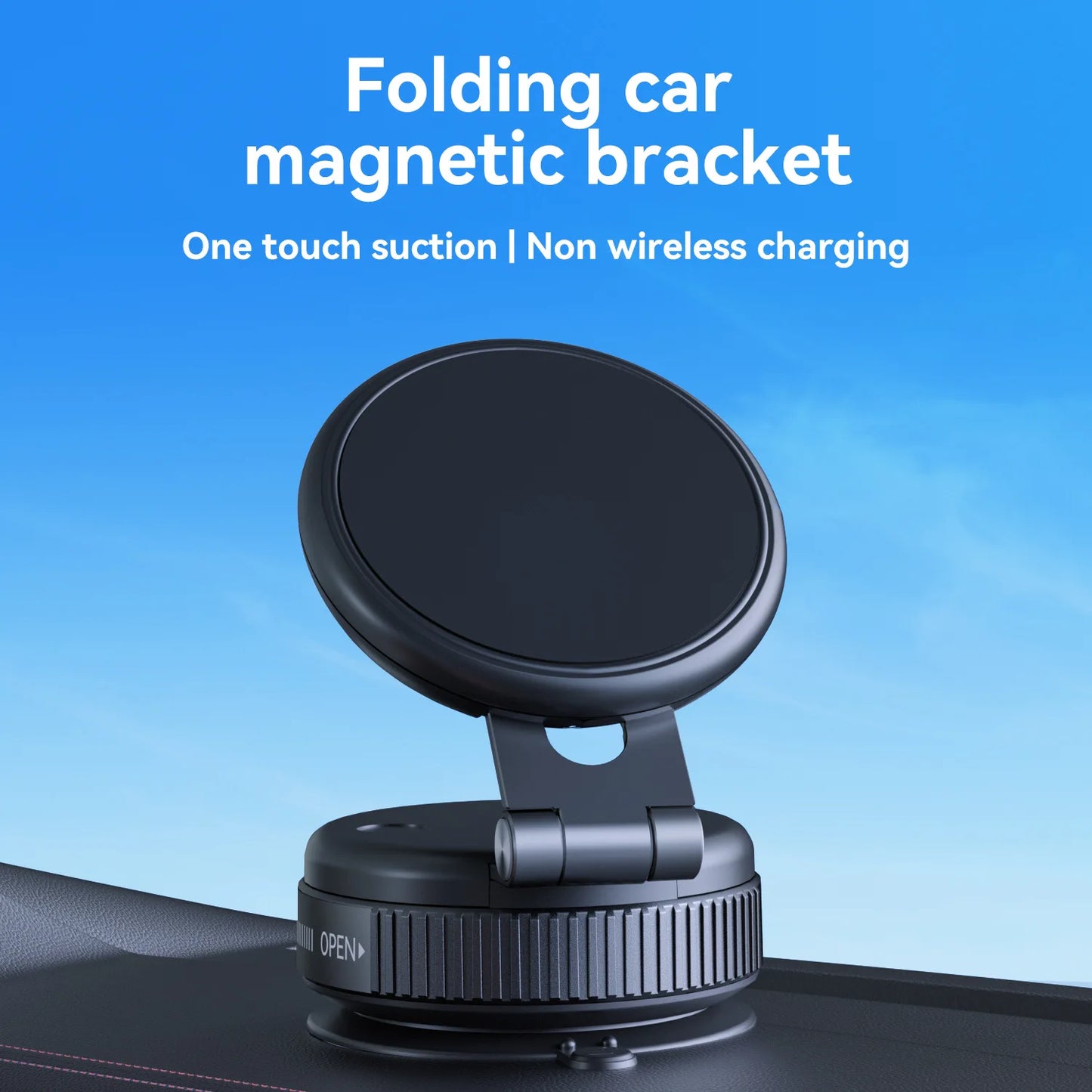 Magnetic Dashboard Phone Holder – Foldable & Extendable with Vacuum Suction