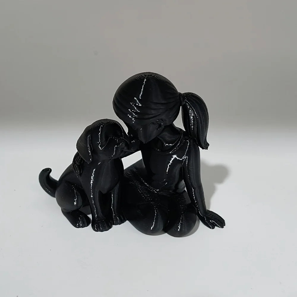 Girl and Puppy Sculpture – Cute Pet Lover Decorative Ornament