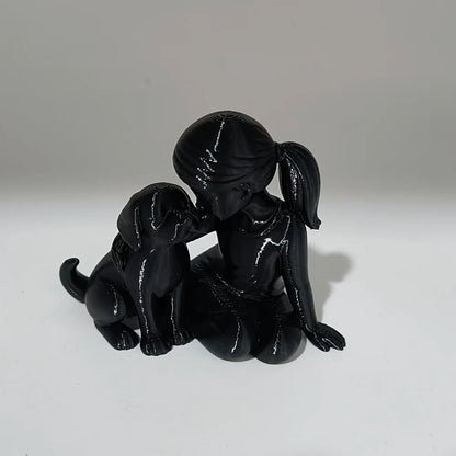 Girl and Puppy Sculpture – Cute Pet Lover Decorative Ornament