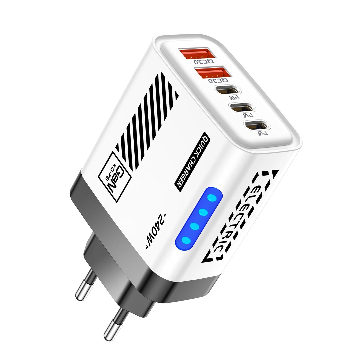 5 Port GaN USB C Charger 240W PD Fast Charger Phone Adapter Wall Charger For iPhone Samsung Xiaomi Huawei Fast Charging Plug