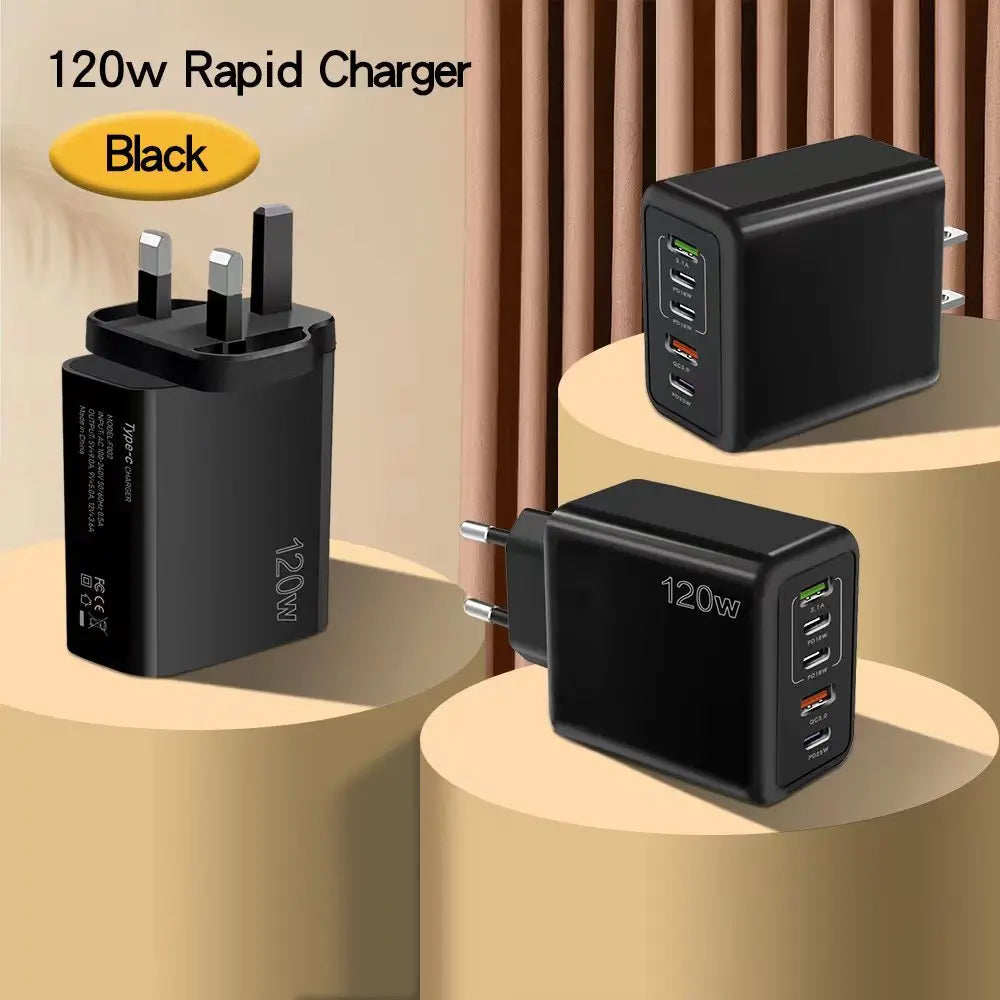 PD 5 Port USB Charger Fast Charging QC3.0 USB C Type C Mobile Phone Charger For iPhone Huawei Samsung Xiaomi ipad Quick Charge