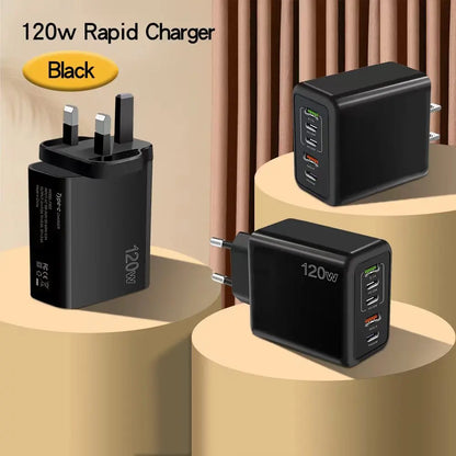 PD 5 Port USB Charger Fast Charging QC3.0 USB C Type C Mobile Phone Charger For iPhone Huawei Samsung Xiaomi ipad Quick Charge