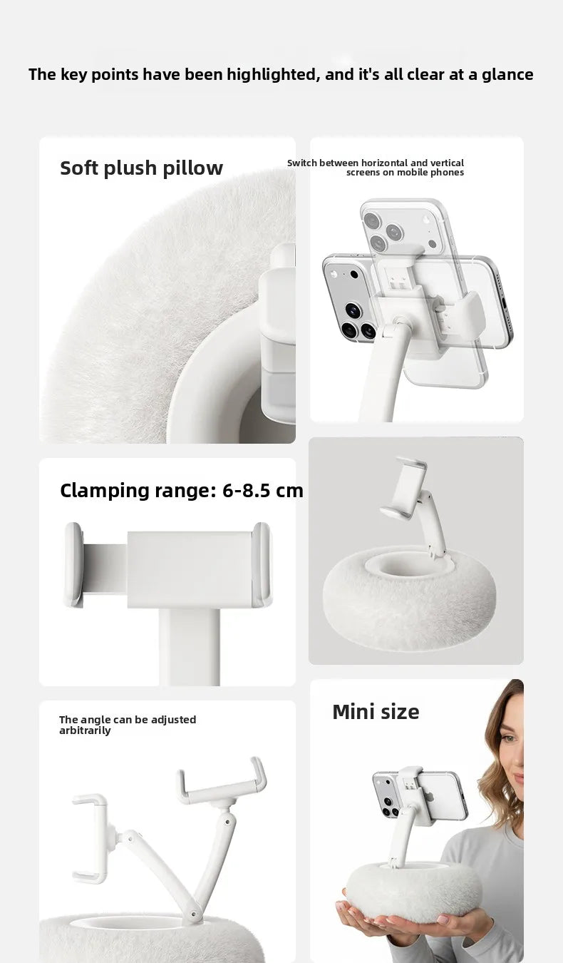 Plush Pillow Phone Stand Foldable Rotatable Car Sofa Bed Lazy Holder for Mobile Tablet