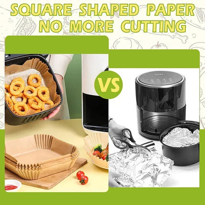 Air Fryer Disposable Paper Liners – Square & Round, Non-Stick Parchment (50–300 pcs)