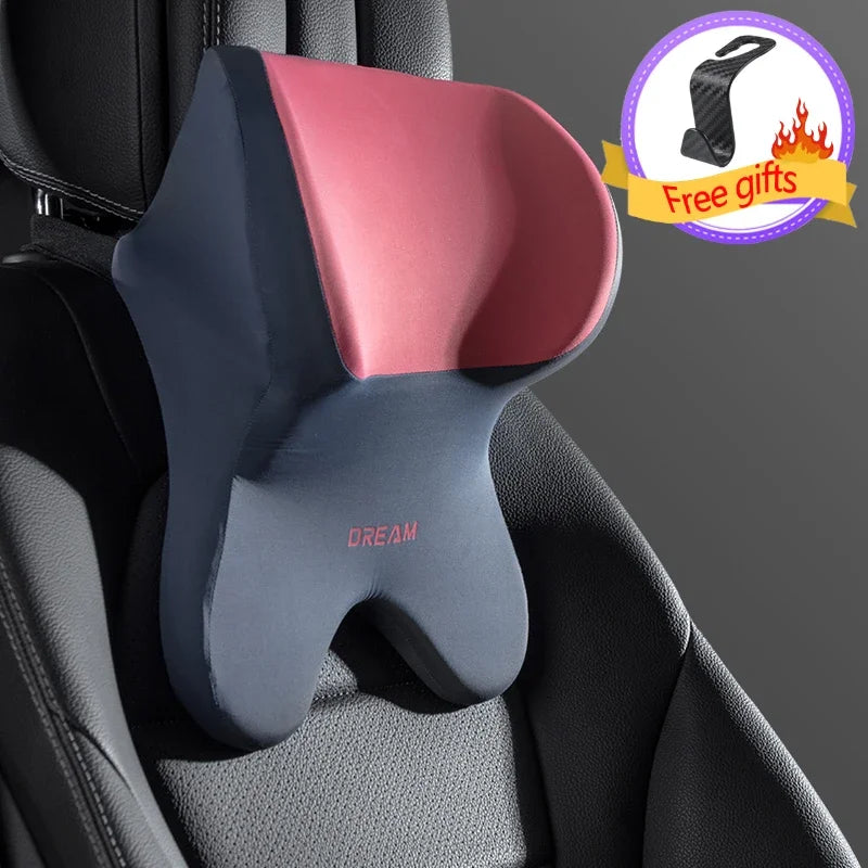 3D Memory Foam Car Headrest & Lumbar Support Pillow
