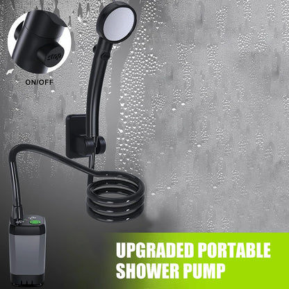 Portable Camping Shower Pump – 6000mAh Rechargeable with LED Display