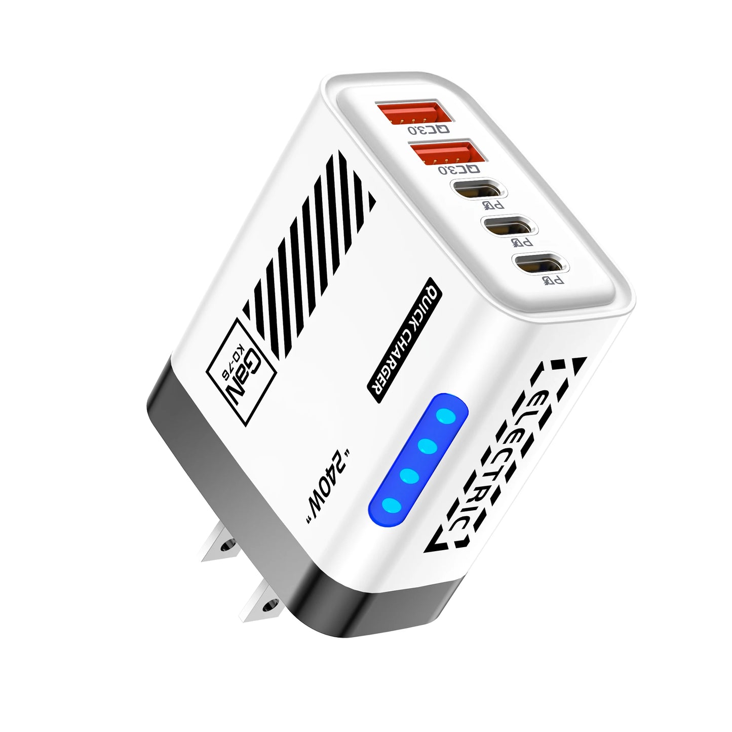 5 Port GaN USB C Charger 240W PD Fast Charger Phone Adapter Wall Charger For iPhone Samsung Xiaomi Huawei Fast Charging Plug