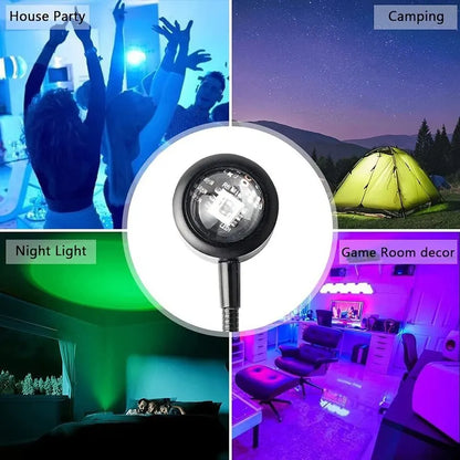 RGB Sunset Projection Night Light – USB LED Lamp for Home & Photography