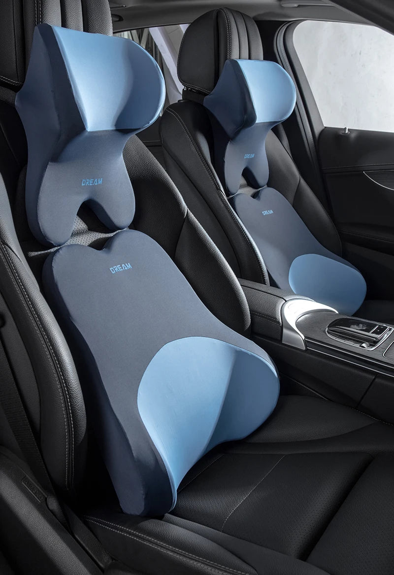 3D Memory Foam Car Headrest & Lumbar Support Pillow