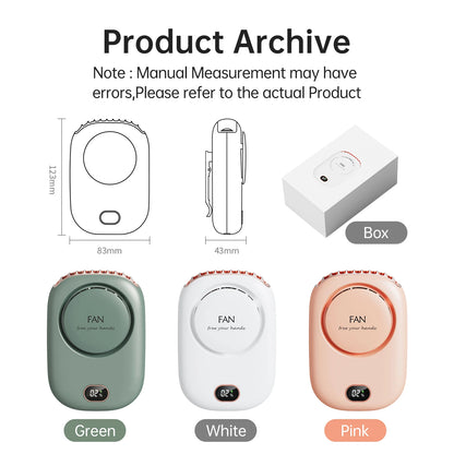 Bladeless Neck Fan – USB Rechargeable, 3 Speeds, Hands-Free Cooling