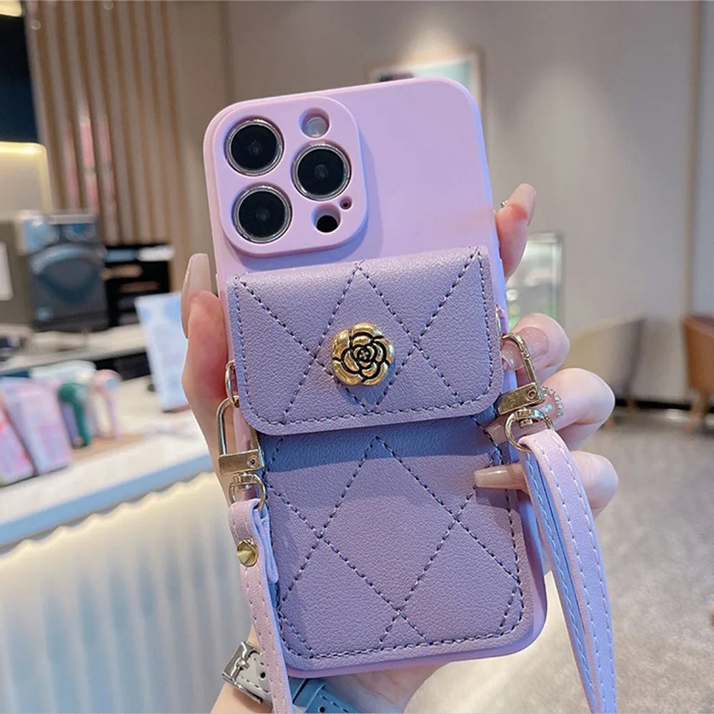 Xiaomi Redmi Crossbody Lanyard Wallet Case – Flower Card Holder Cover