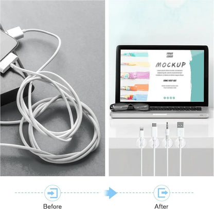 20/10PCS Self-adhesive Wire Fixer Cable Organizers Cable Holder Silicone Data Lines Desktop Management Compatible Clips Stickers