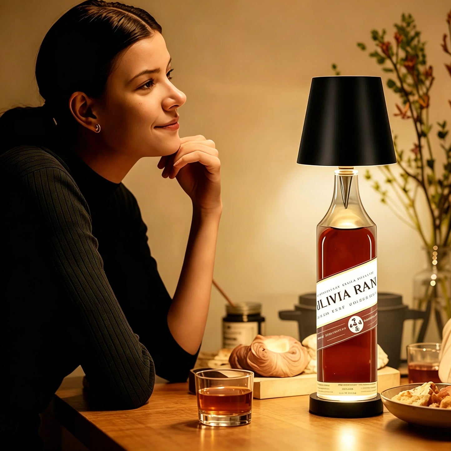LED Wine Bottle Lamp – USB Rechargeable Ambient Table Light