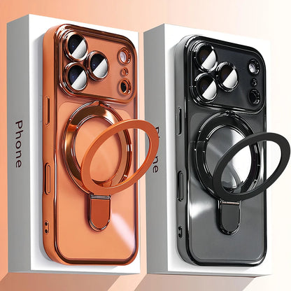 Luxury Plating Magnetic Bracket Phone Case For iPhones