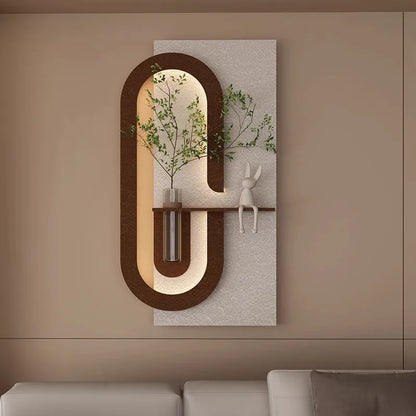 3D LED Sandstone Wall Painting with Hydroponic Plants