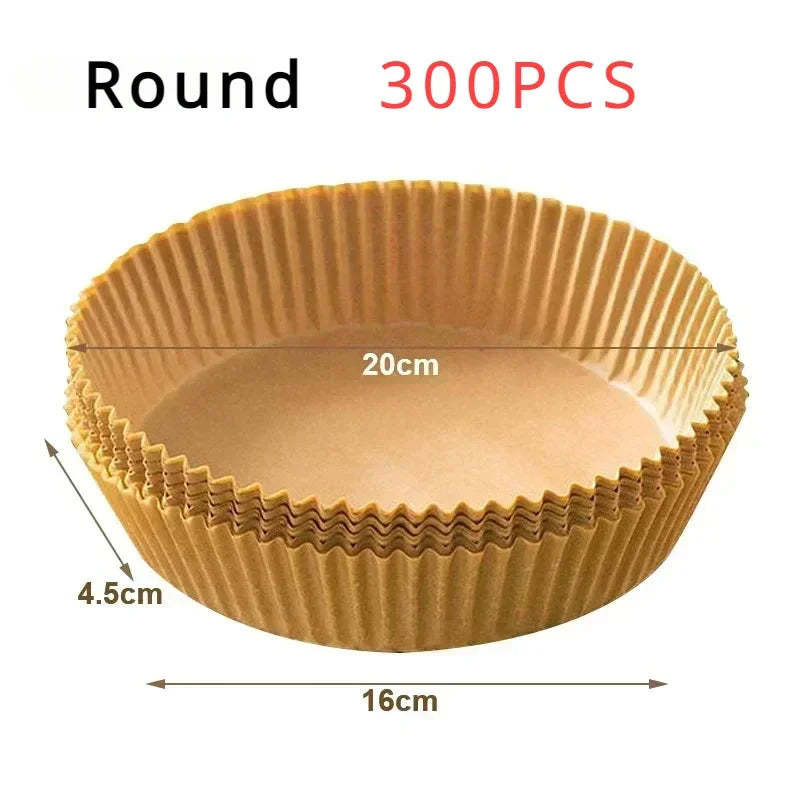 Air Fryer Disposable Paper Liners – Square & Round, Non-Stick Parchment (50–300 pcs)