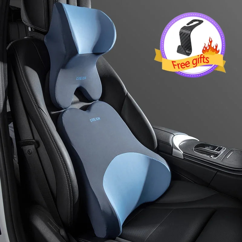 3D Memory Foam Car Headrest & Lumbar Support Pillow