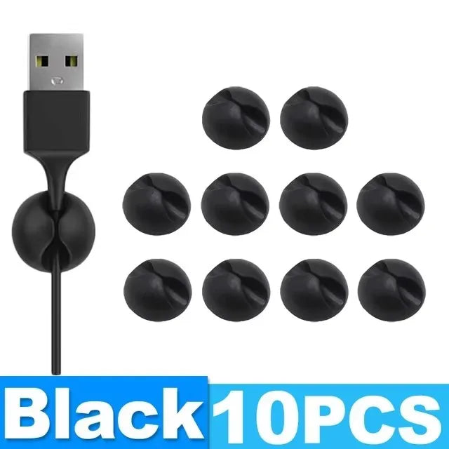 20/10PCS Self-adhesive Wire Fixer Cable Organizers Cable Holder Silicone Data Lines Desktop Management Compatible Clips Stickers