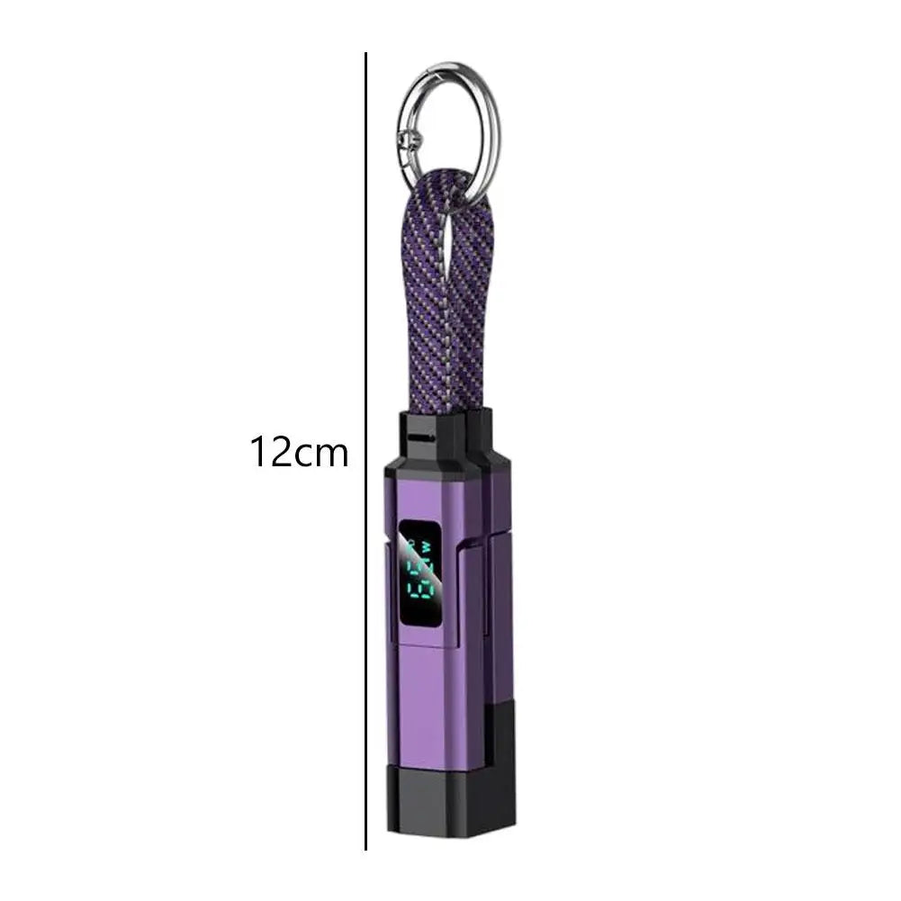 4-in-1 Keychain Charging Cable with LED Display – USB-C Fast Charge