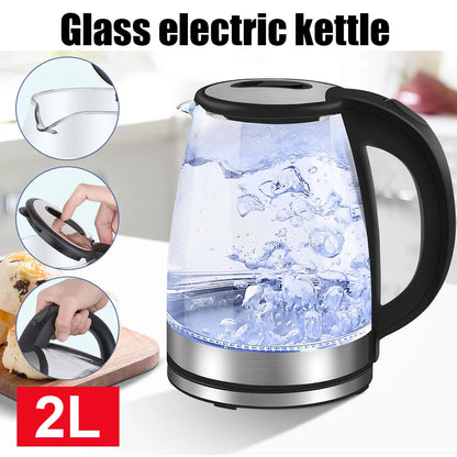 2L Glass Electric Kettle with Auto Shut-Off – Fast Boil, UK Plug